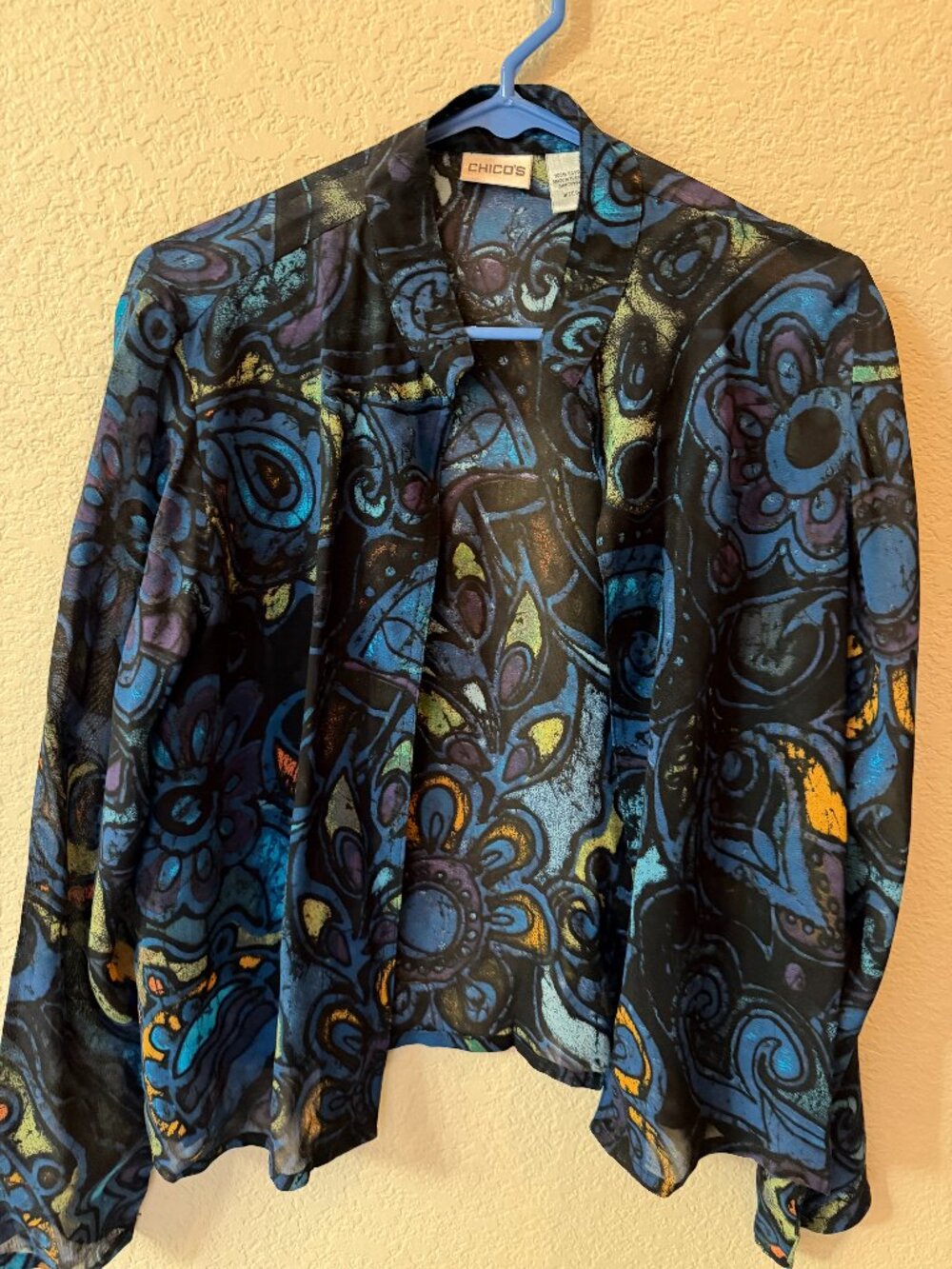 Chicos Cute Multi Color Open Front Top